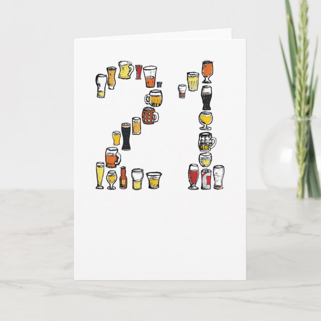21. Geburtstagskarte, Bier Karte (Vorderseite)