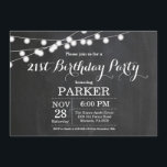 21. Geburtstagskarte Einladung<br><div class="desc">21. Geburtstag Einladung mit String Lights Chalkboard Hintergrund. 13. 15. 16. 18. 21. 30. 40. 50. 60. 70. 80. 90. 100. Jedes Alter. Für weitere Anpassungen klicken Sie bitte auf die Schaltfläche "Anpassen" und verwenden Sie unser Designwerkzeug, um diese Vorlage zu ändern.</div>