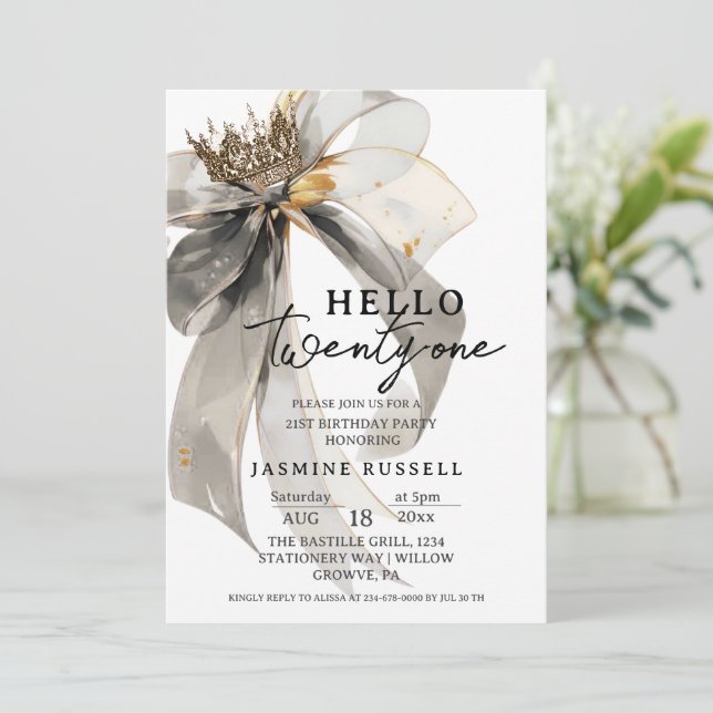 21. Geburtstagspartei Frauen Einladung (Stehend Vorderseite)