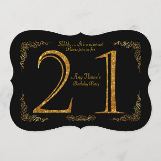 21. Geburtstagsparty 21., Gatsby, Black & Gold Einladung