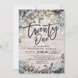 21 Geburtstagsparty Blumenstrauß Lichter Rustikale Einladung