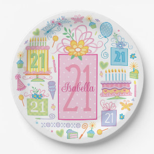 21. Geburtstagstorte Cupcake Gegenwart Individuell Pappteller