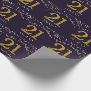 21 Glitzer Gold Birthday Wrapping Paper Geschenkpapier