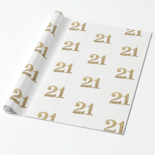 21 GOLD GLITZER NUMBER glamouröser funkelnd Geburt Geschenkpapier