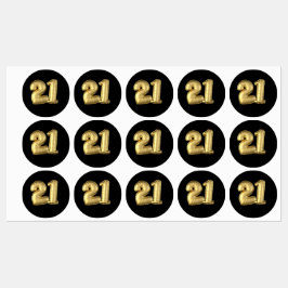 21 Goldballons Etiketten