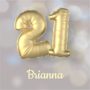 21 Goldballons mit Namen Aufkleber