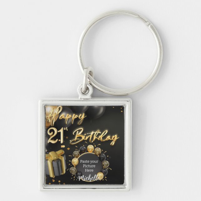 21. Happy Birthday Souvenir Schlüsselanhänger (Vorne)