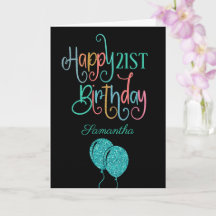 21. Happy Birthday Stilvolle Textname Farblich