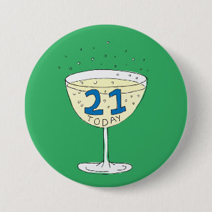 21 Heute Button Abzeichen Grün 21. Geburtstag Part
