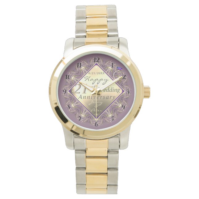 21. Hochzeitsfeier Brass Watch Armbanduhr (Vorderseite)