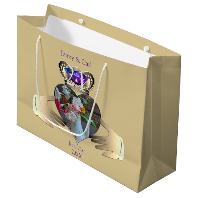 21. Hochzeitstag Claddaugh Iolite Große Geschenktüte (Vorderseite Schrägansicht)