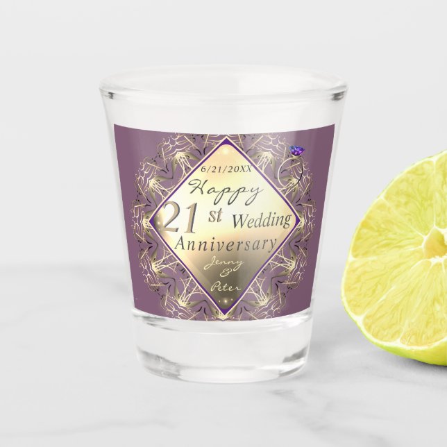 21. Hochzeitstag Schnapsglas (Vorderseite)