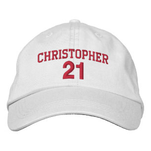 21 Individuelle Name Rote Stickerei V06 Bestickte Baseballkappe