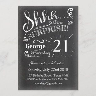 21 Invitation surprise à l'anniversaire Chalkboard