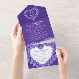 21. iolitischer Hochzeitstag lila All In One Einladung