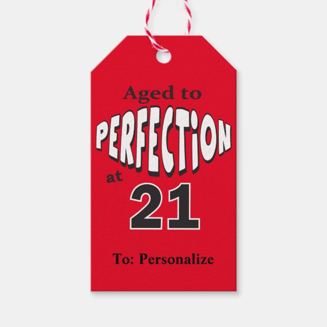 21 Jahre alt bis Perfektion Geschenkanhänger (Vorderseite)