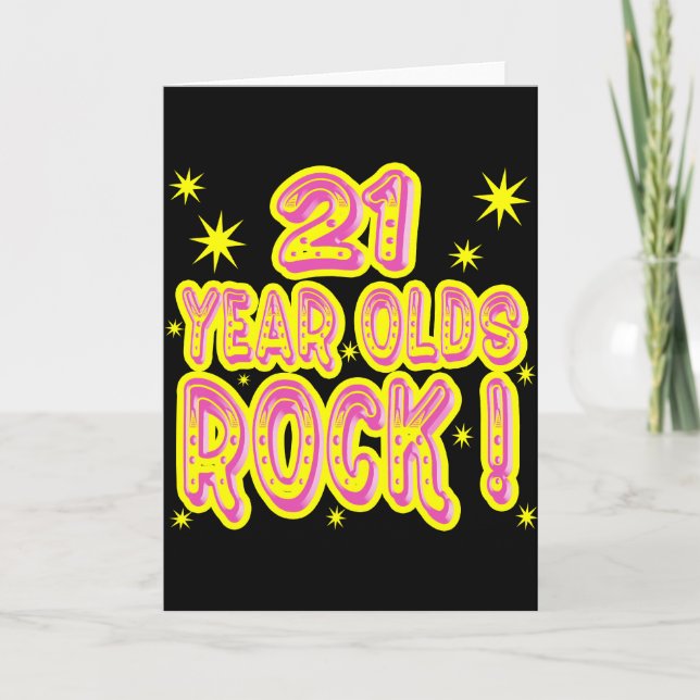 21 Jahre alt Rock! (Rosa) Grußkarte Karte (Vorderseite)