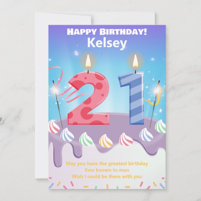 21 Jahre alte Happy Birthday Card (Vorderseite)
