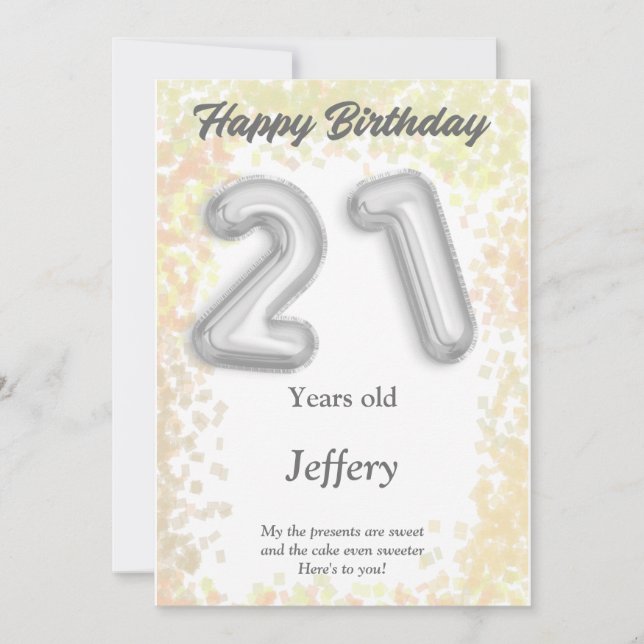 21 Jahre alte Happy Birthday Card (Vorderseite)