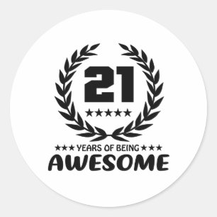 21 Jahre des Seins fantastisch Runder Aufkleber