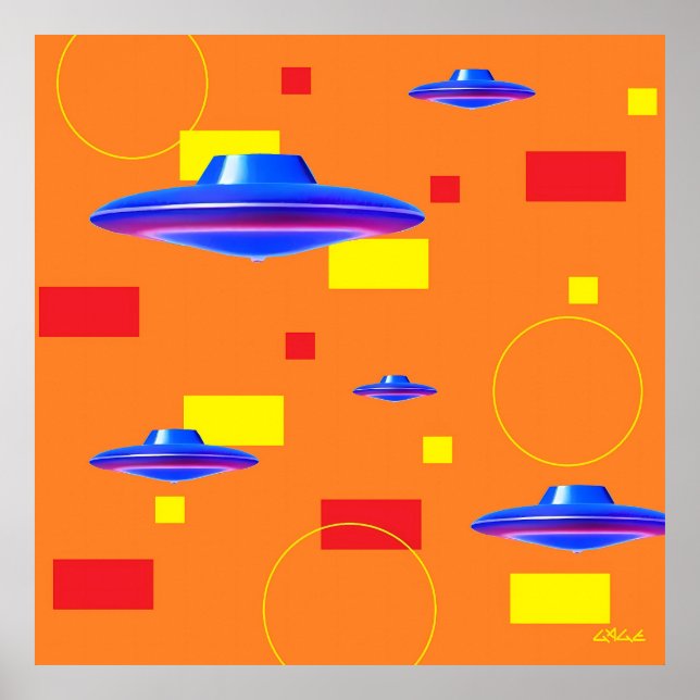 21. Jahrhundert Mittelmoderne UFO Patrol Ken Gage Poster (Vorne)