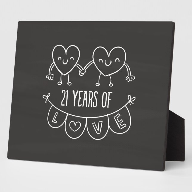 21. Jubiläum Geschenk Chalk Herzen Fotoplatte (Seite)