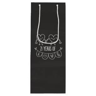 21. Jubiläum Geschenk Chalk Herzen Geschenktüte Für Weinflaschen