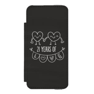 21. Jubiläum Geschenk Chalk Herzen Incipio Watson™ iPhone 5 Geldbörsen Hülle