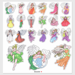 21 Kontur-Engel-Aufkleber Aufkleber