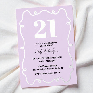 21. Lila Elegantes Party 21. Geburtstag Folieneinladung