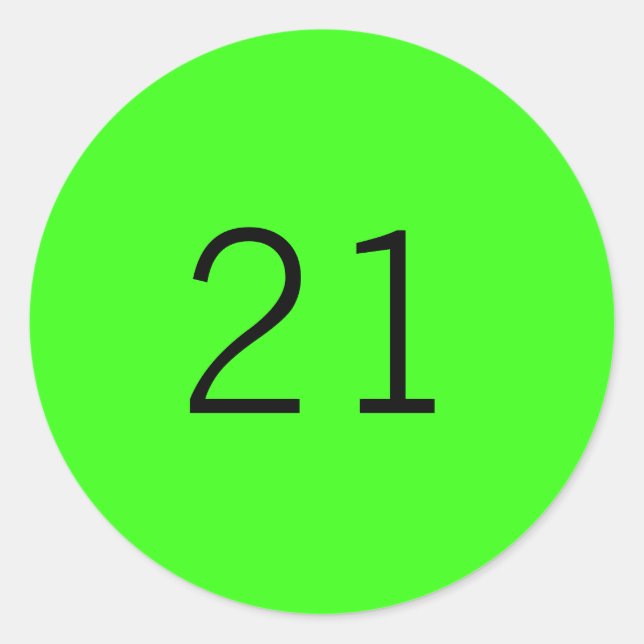 21 Neongrüne Farbe des benutzerdefinierten Zeitalt Runder Aufkleber (Vorderseite)