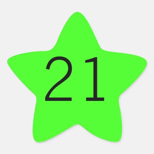 21 Neongrüne Farbe des benutzerdefinierten Zeitalt Stern-Aufkleber (Vorderseite)