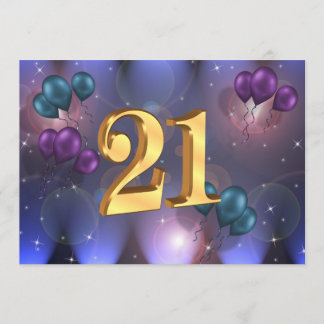 21. Party Einladung-Ballons Einladung