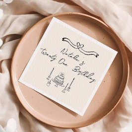 21. Retro Hand geschrieben Gezeichnet Kuchen Bow G Serviette