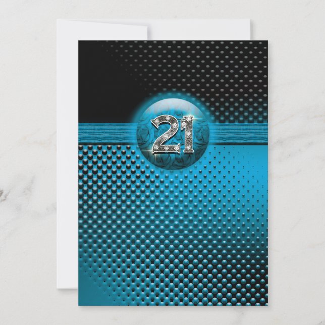 21. retro Punkt-12x18 des blauen Schwarzen Einladung (Vorderseite)