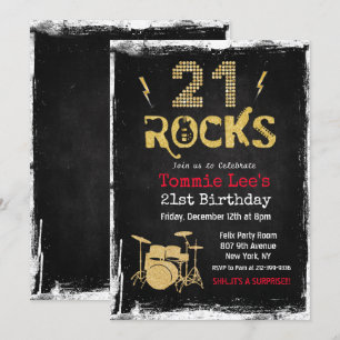 21 Rocks Rockstar Gitarre 21. Geburtstagseinladung Einladung