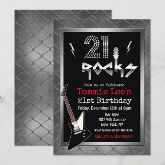 21 Rocks Rockstar Gitarre Geburtstag Einladung