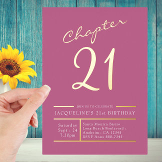 21. Rosa Gold 21. Geburtstag Party Gold Folieneinladung