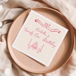21. Rosa Hand geschrieben Gezeichnet Kuchen Bow Ge Serviette