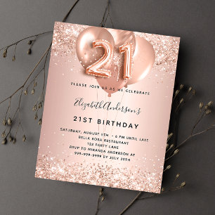 21. Rose Goldballons zum 21. Flyer