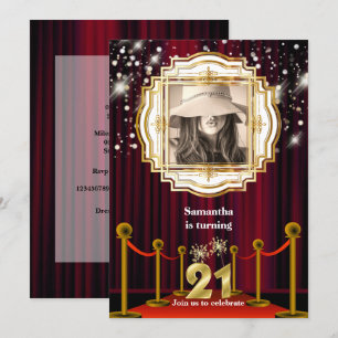 21. Roter Teppichboden Hollywood VIP Goldbling Par Einladung