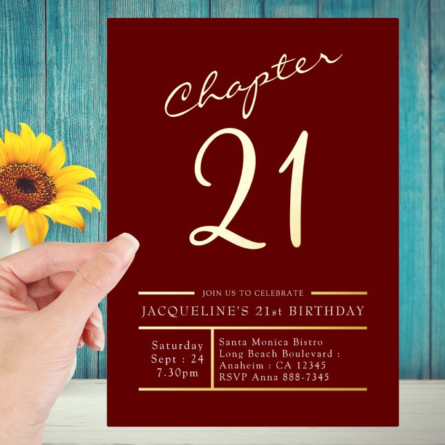 21. Rotes Gold 21. Geburtstag Party Gold Folieneinladung (Von Creator hochgeladen)