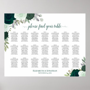 21 Tabelle Emerald Boho Blumenübersicht Poster