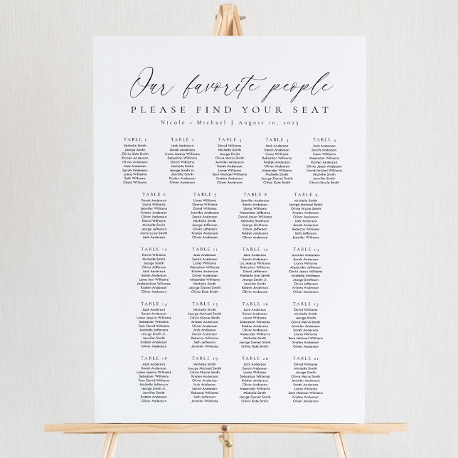 21 Tables Favorite People Acrylic Seating Chart (Créateur téléchargé)