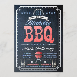 21. Tafel Geburtstag GRILLEN Einladungs-  Einladung