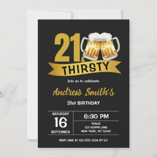 21 & THIRSTY-21ST BIRTHDAY INVITATION EINLADUNG