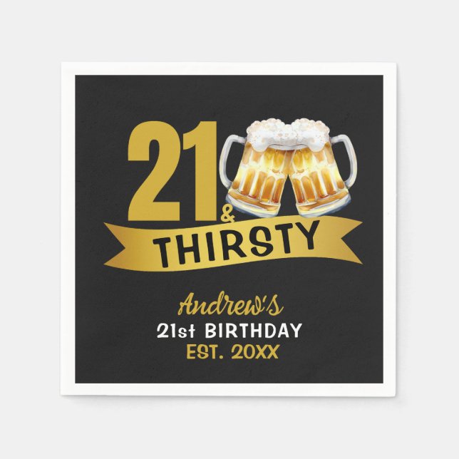 21 & THIRSTY-21ST BIRTHDAY INVITATION SERVIETTE (Vorderseite)