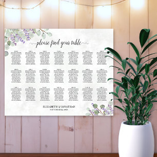21-Tisch-Eukalyptus-Lavendel-Hochzeits-Sitzplan Poster