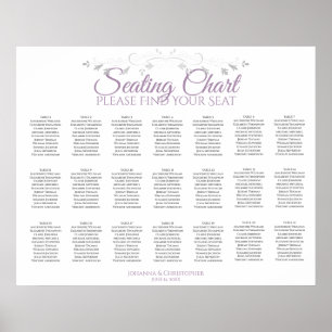 21 Tisch Hochzeit Sitzordnung Lila & Grau Poster