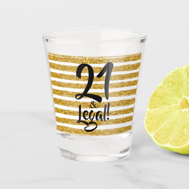21 und Legal Gold Imitate Glitzer Custom Schnapsglas (Vorderseite)